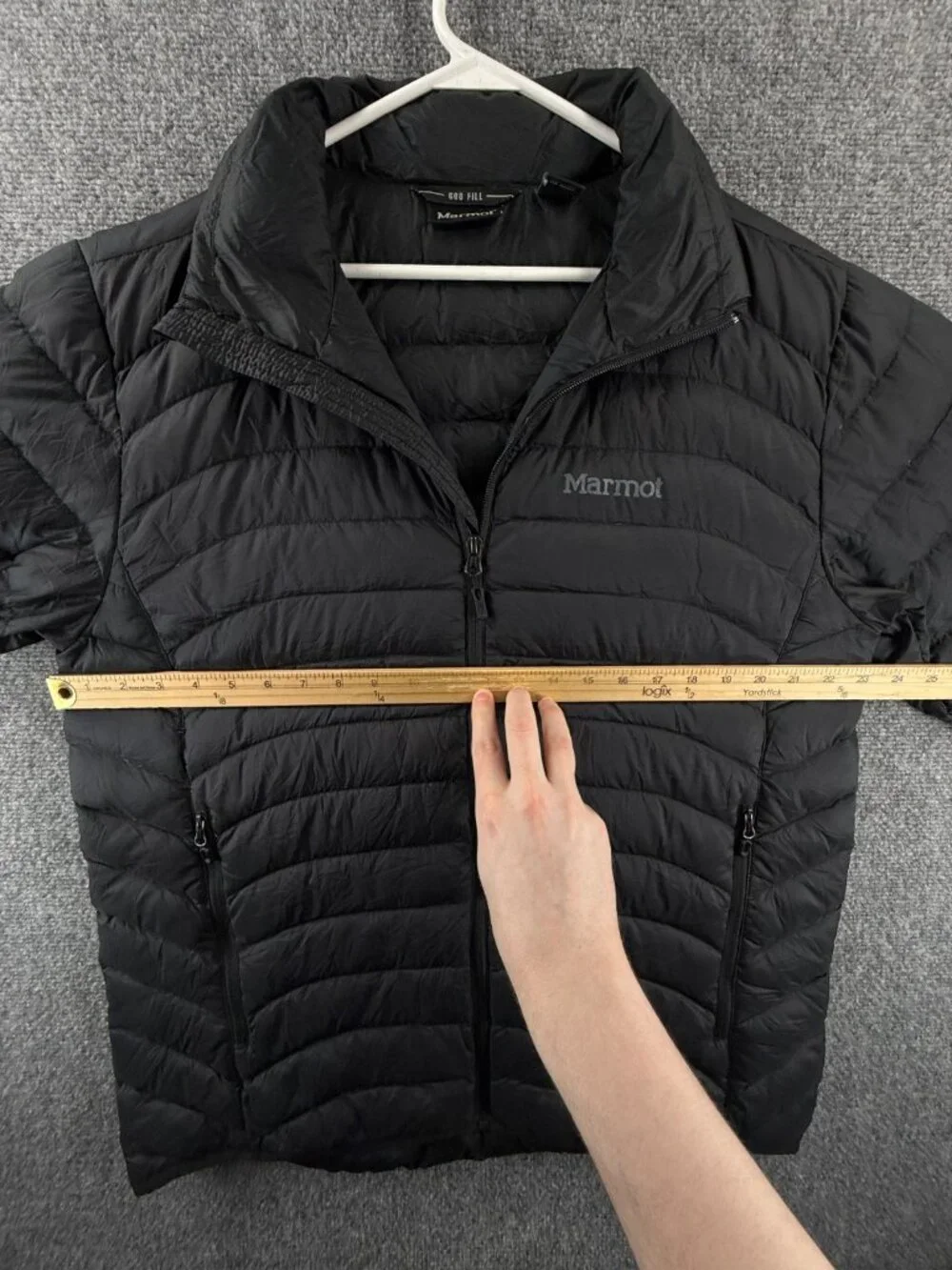 Marmot Men 600 Fill Black Down Insulated Winter Jacket Size Large Zip Pockets